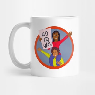 Two Girls Protesting Against War Mug